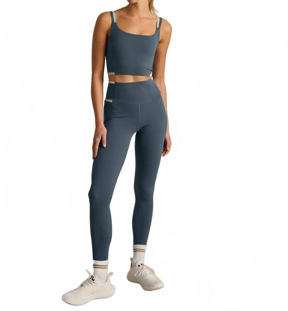 NEW RHONE instinct contrast longline bra in blue granite